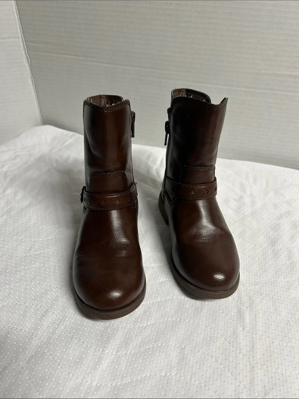 Stride Rite Brown Girls Leather Mid-Calf Boots with Buckle